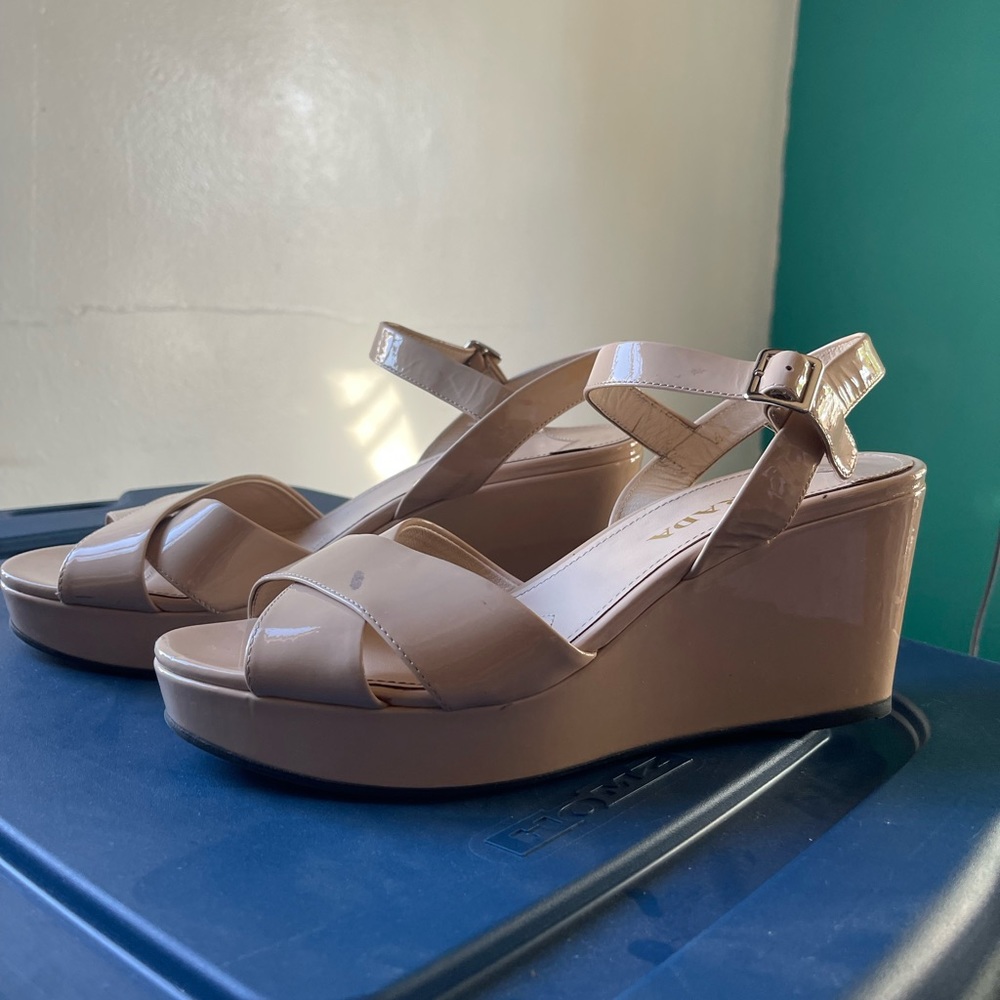 PRADA  nude platform Sandals